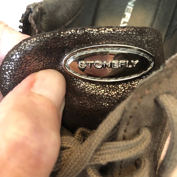 Stonefly Brown‎ Glitter Suede Patent Leather Mid Top Sneaker. Size 7. - Picture 10 of 16